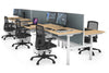 Flexi Premium Height Adjustable 6 Person H-Bench Workstation - White Frame [1200L x 700W] - Thumbnail 42 