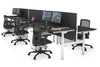Flexi Premium Height Adjustable 6 Person H-Bench Workstation - White Frame [1200L x 700W] - Thumbnail 83 