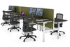 Flexi Premium Height Adjustable 6 Person H-Bench Workstation - White Frame [1200L x 700W] - Thumbnail 77 