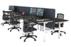 Flexi Premium Height Adjustable 6 Person H-Bench Workstation - White Frame [1200L x 700W] - Thumbnail 69 