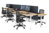 Flexi Premium Height Adjustable 6 Person H-Bench Workstation - White Frame [1200L x 700W] - Thumbnail 30 