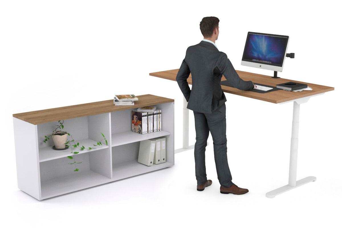 Flexi Premium Height Adjustable Desk Executive Setting [1600L x 700W] Jasonl white frame salvage oak open bookcase