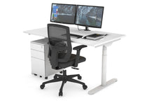  - Flexi Premium Height Adjustable Single Workstation [1400L x 800W with Cable Scallop] - 1