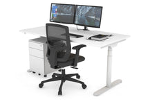  - Flexi Premium Height Adjustable Single Workstation [1600L x 800W with Cable Scallop] - 1