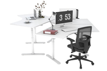  - Flexi Premium Sit Stand 3 Person 120 Degree Workstation - 1
