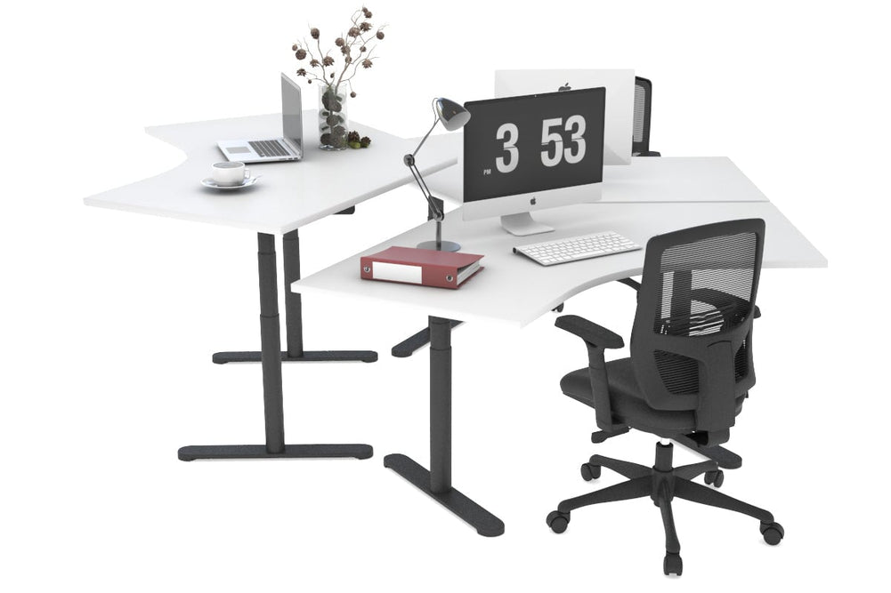 Flexi Premium Sit Stand 3 Person 120 Degree Workstation-black none 
