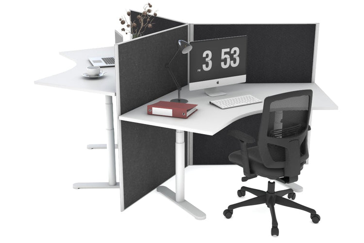 Flexi Premium Sit Stand 3 Person 120 Degree Workstation Jasonl white moody charcoal (1300H x 1200W) 