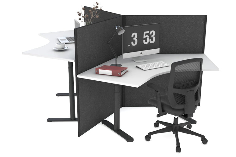 Flexi Premium Sit Stand 3 Person 120 Degree Workstation Jasonl black moody charcoal (1300H x 1200W) 