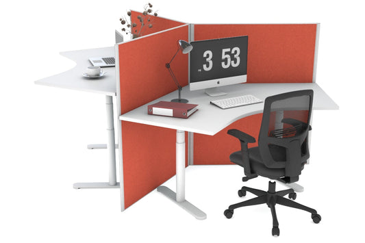 Flexi Premium Sit Stand 3 Person 120 Degree Workstation Jasonl white squash orange (1300H x 1200W) 