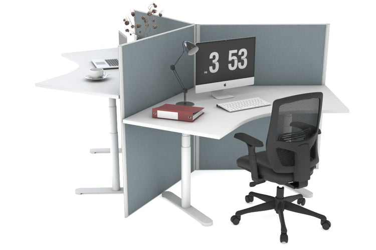 Flexi Premium Sit Stand 3 Person 120 Degree Workstation Jasonl white cool grey (1300H x 1200W) 
