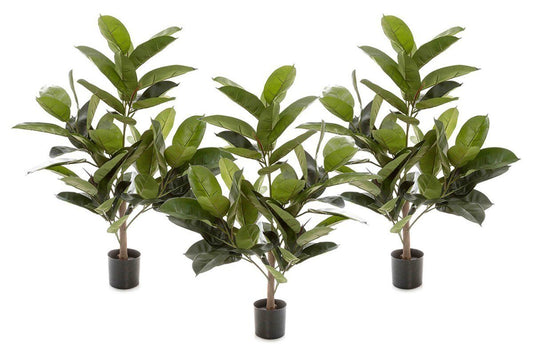 Flora Rubber Plant Tree with 58 Leaves 960mm H - Set of 3 Flora rubber plant tree 