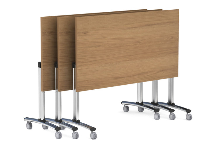 Folding / Flip Top Mobile Meeting Room Table with Wheels Chrome Legs Domino [1200L x 700W] Jasonl 