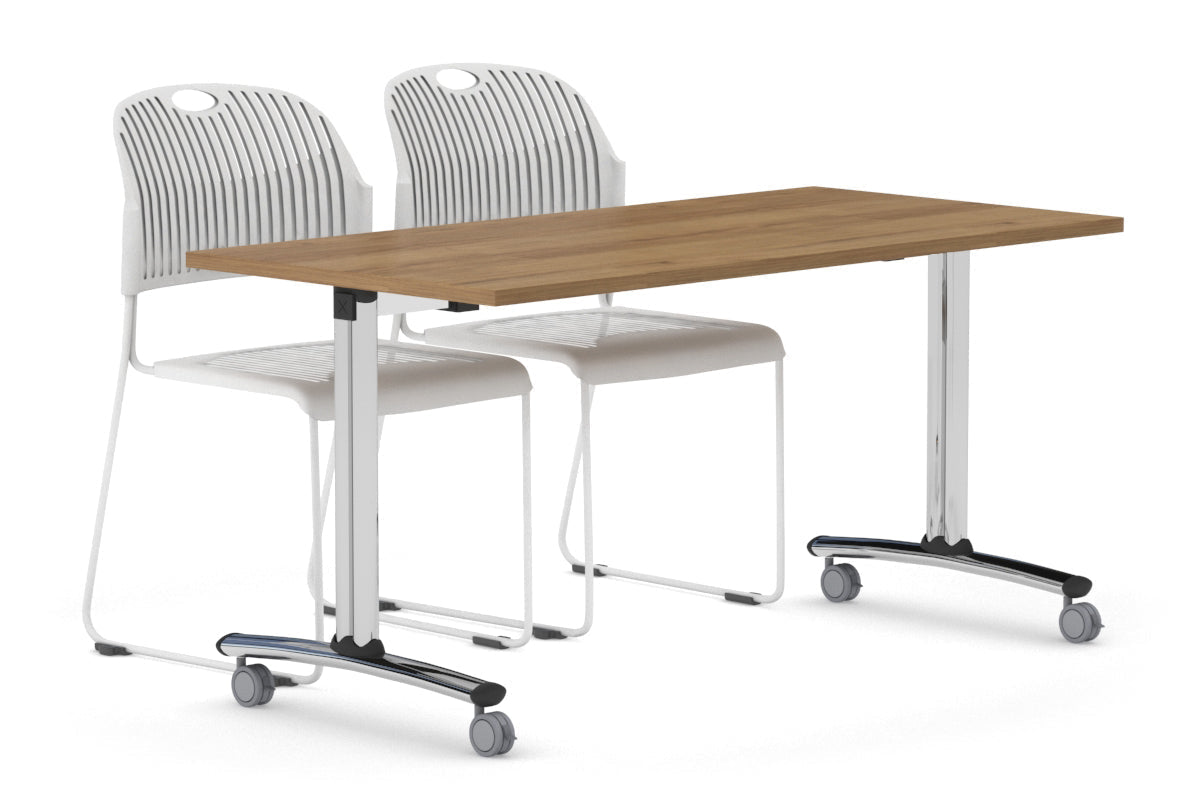 Folding / Flip Top Mobile Meeting Room Table with Wheels Chrome Legs Domino [1200L x 700W] Jasonl salvage oak 