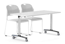  - Folding / Flip Top Mobile Meeting Room Table with Wheel Chrome Legs Domino [1400L x 700W] - 1