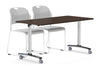 Folding / Flip Top Mobile Meeting Room Table with Wheel Chrome Legs Domino [1400L x 700W] - Thumbnail 5 