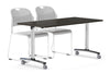 Folding / Flip Top Mobile Meeting Room Table with Wheel Chrome Legs Domino [1600L x 800W] - Thumbnail 6 