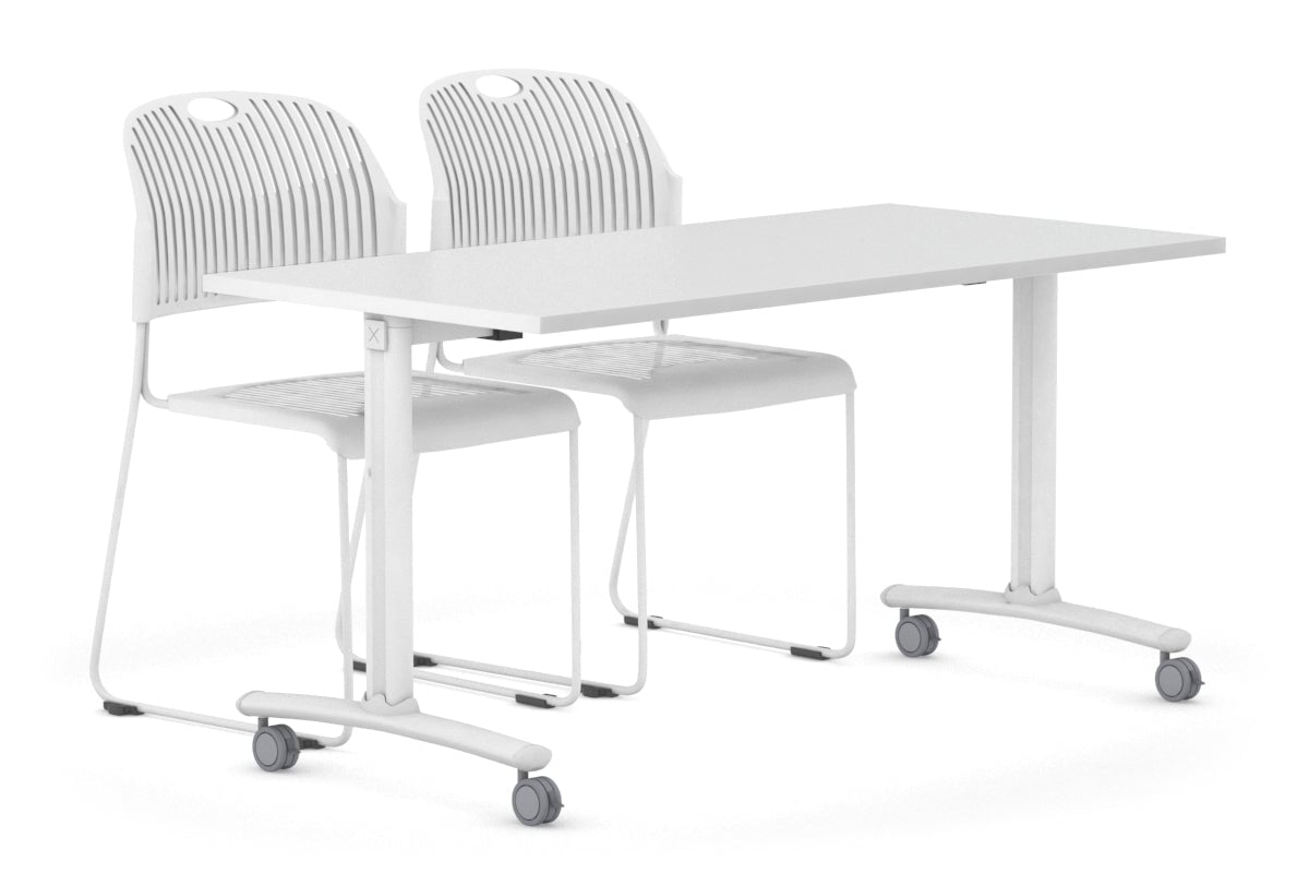 Folding / Flip Top Mobile Meeting Room Table with Wheels Legs Domino [1200L x 800W] Jasonl white leg white 