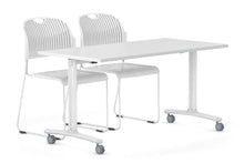  - Folding / Flip Top Mobile Meeting Room Table with Wheel Legs Domino [1400L x 800W] - 1