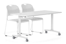  - Folding / Flip Top Mobile Meeting Room Table with Wheels Legs Domino [1600L x 800W] - 1