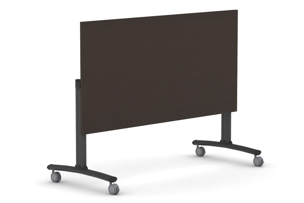 Folding / Flip Top Mobile Meeting Room Table with Wheel Legs Domino [1800L x 800W]-black leg dark oak 