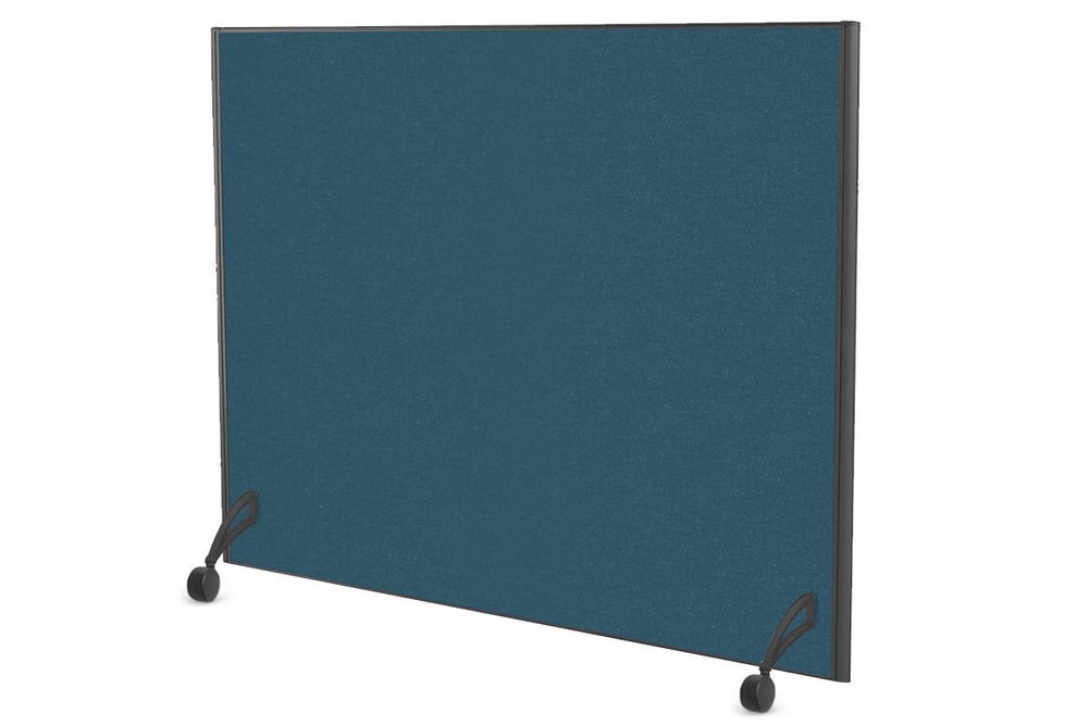 Freestanding Office Partition Screen Fabric Black Frame [1200H x 1200W]-deep blue pair of mobile legs with castors 