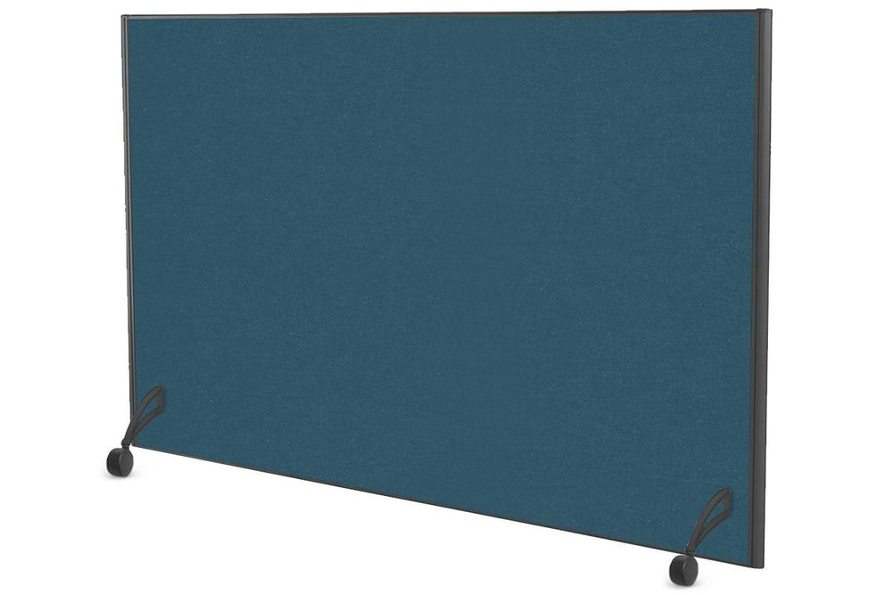 Freestanding Office Partition Screen Fabric Black Frame [1200H x 1600W]-deep blue pair of mobile legs with castors 