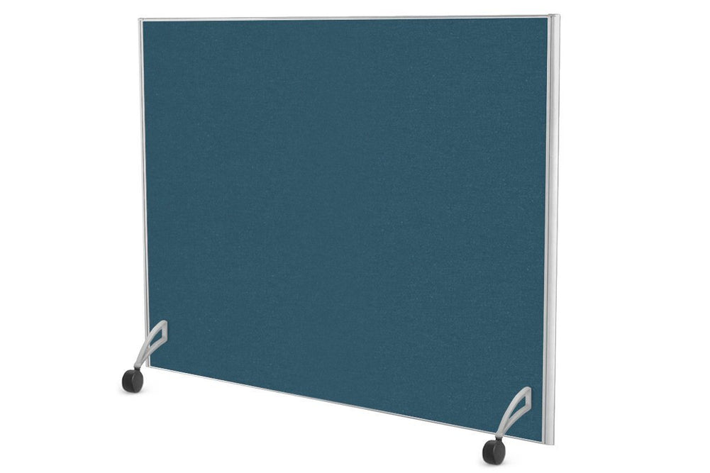 Freestanding Office Partition Screen Fabric White Frame [1200H x 1200W]-deep blue pair of mobile legs with castors 