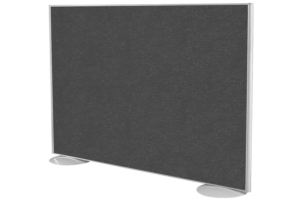 Freestanding Office Partition Screen Fabric White Frame [1200H x 1400W]-moody charcoal pair of domed feet black 