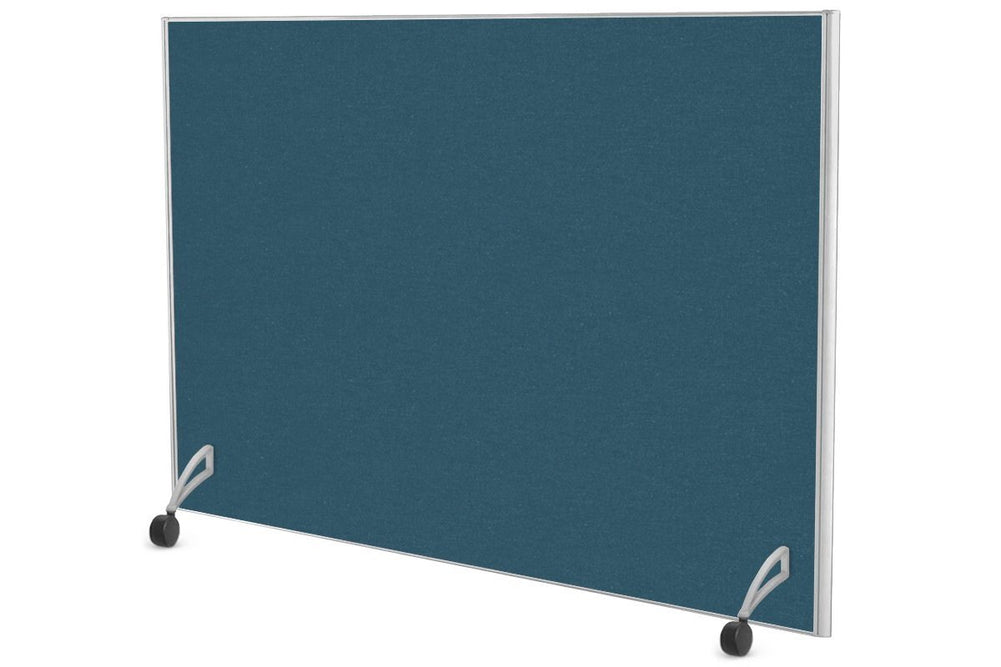 Freestanding Office Partition Screen Fabric White Frame [1200H x 1400W]-deep blue pair of mobile legs with castors 
