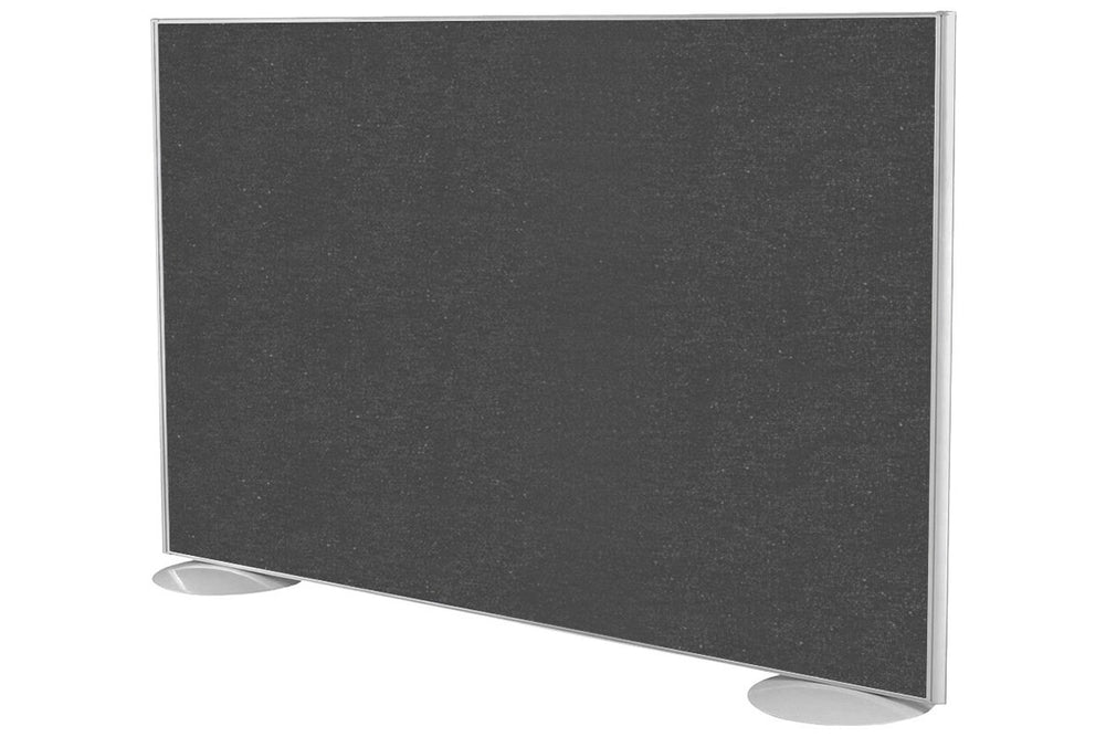 Freestanding Office Partition Screen Fabric White Frame [1200H x 1600W]-moody charcoal  