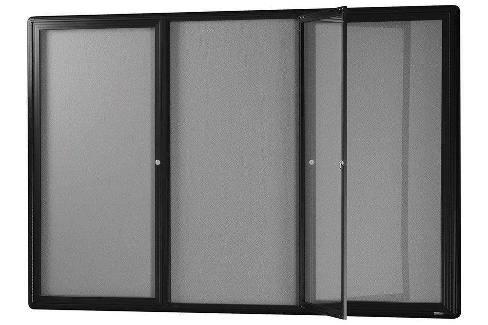 Grey Pinnable Notice Board Hinged Door Black Frame-black frame 1830 x 1220  