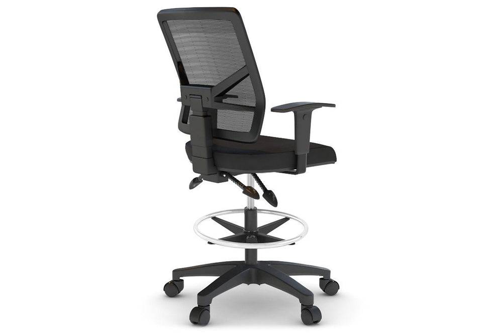 Heron Ergonomic Drafting Chair - Mesh Back-black black height adjustable 