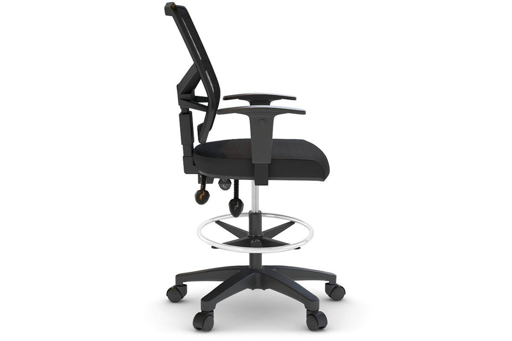 Heron Ergonomic Drafting Chair - Mesh Back-black black height adjustable 