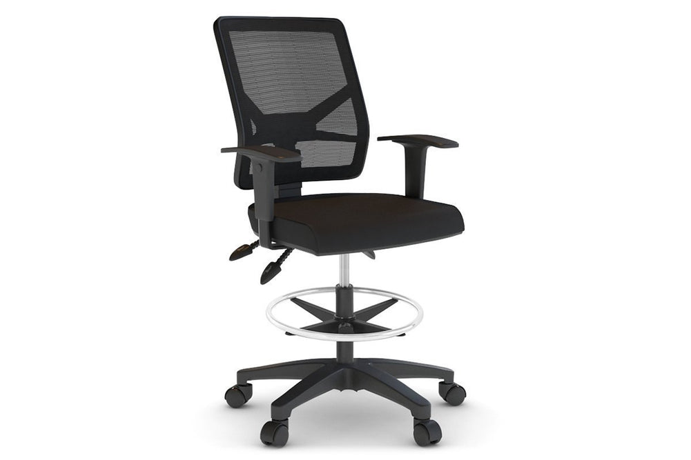 Heron Ergonomic Drafting Chair - Mesh Back-black black height adjustable 