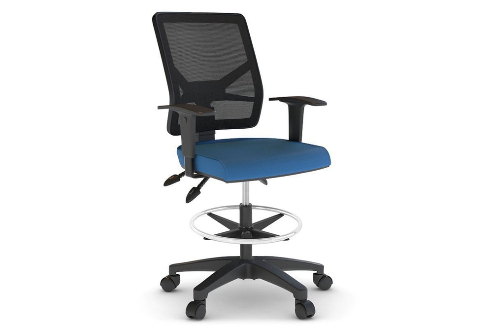 Heron Ergonomic Drafting Chair - Mesh Back-blue black height adjustable 