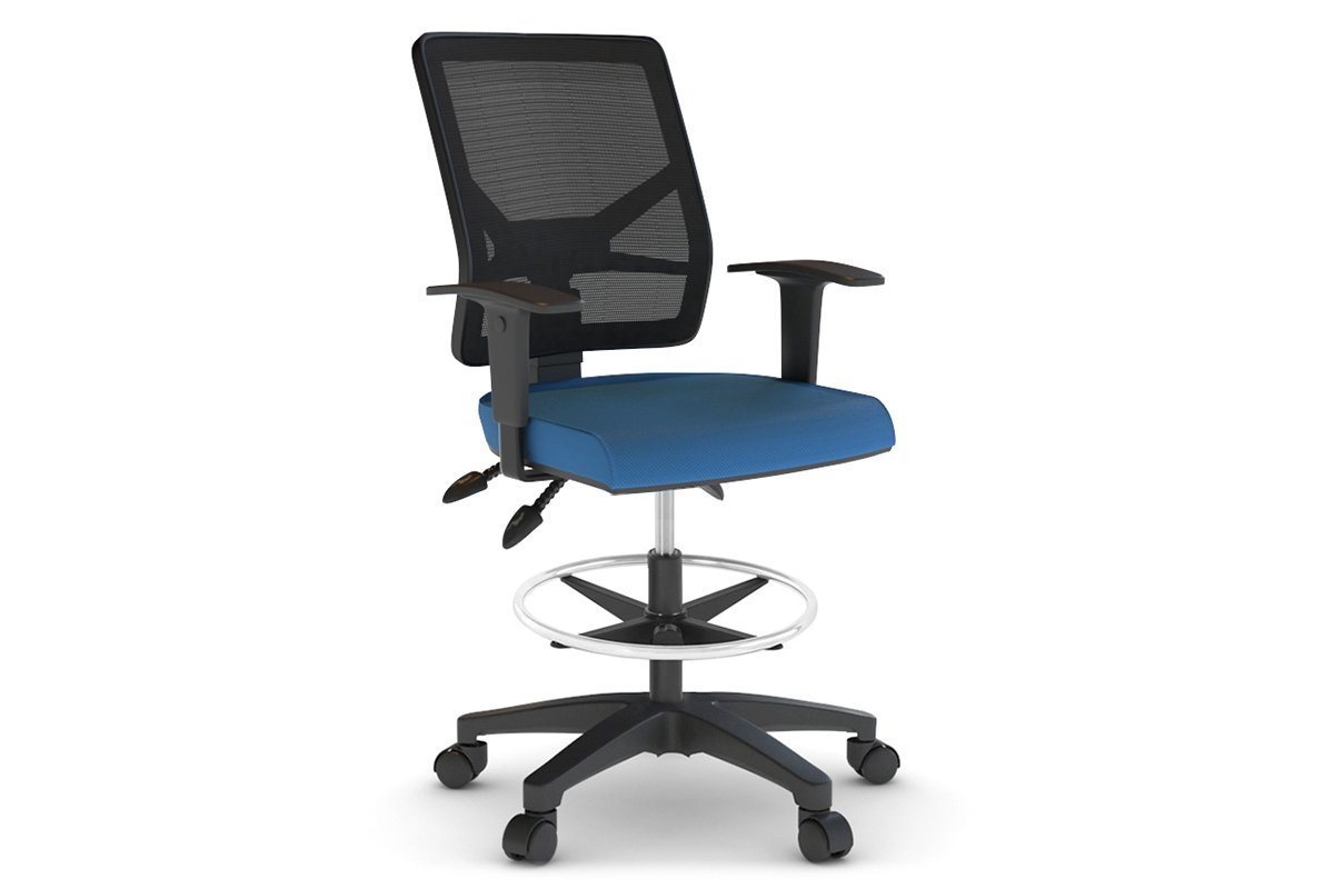 Heron Ergonomic Drafting Chair - Mesh Back Jasonl blue black height adjustable 