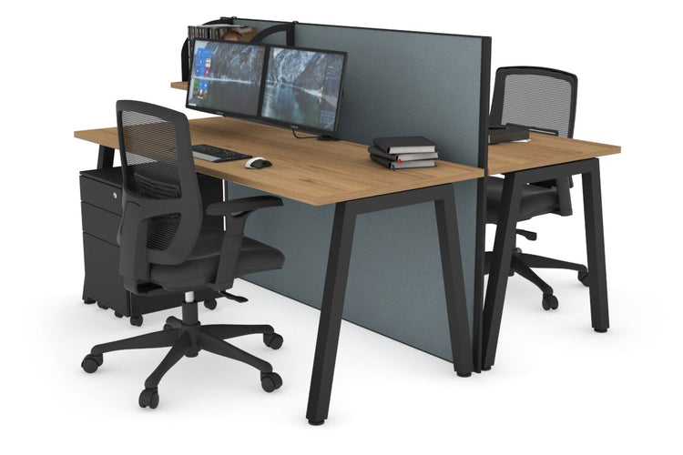 Horizon Quadro 2 Person Bench A Leg Office Workstations [1200L x 700W] Jasonl black leg salvage oak cool grey (1200H x 1200W)