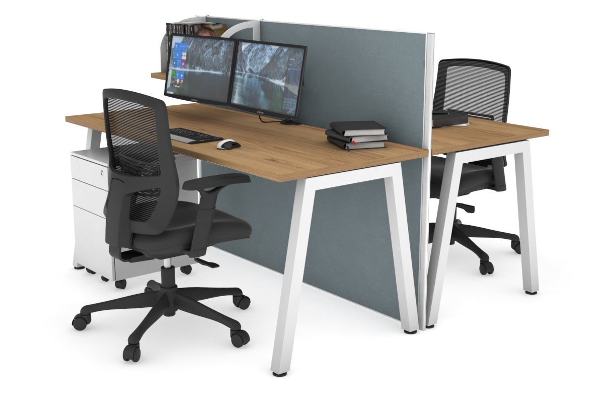 Horizon Quadro 2 Person Bench A Leg Office Workstations [1200L x 700W] Jasonl white leg salvage oak cool grey (1200H x 1200W)