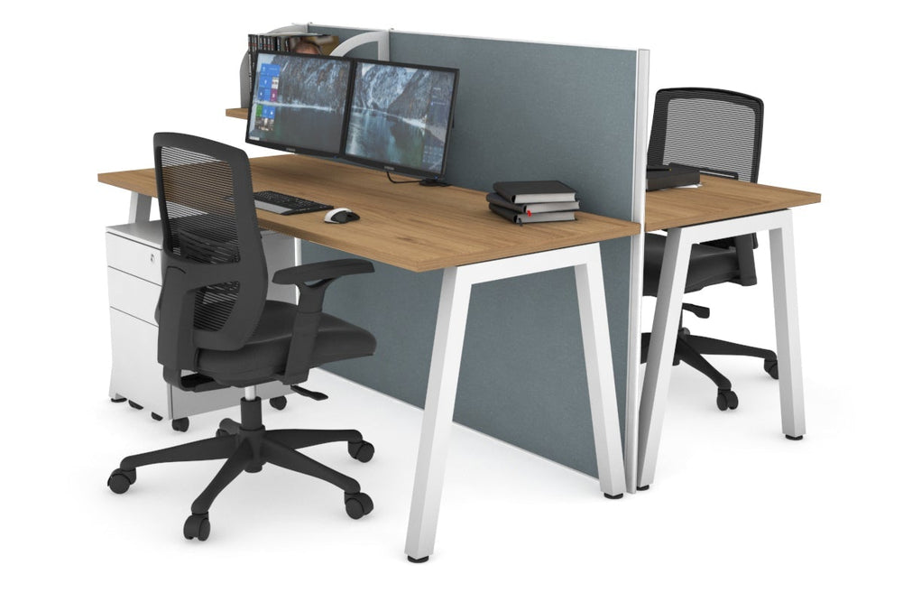 Horizon Quadro 2 Person Bench A Legs Office Workstation [1600L x 700W]-white leg salvage oak cool grey (1200H x 1600W)