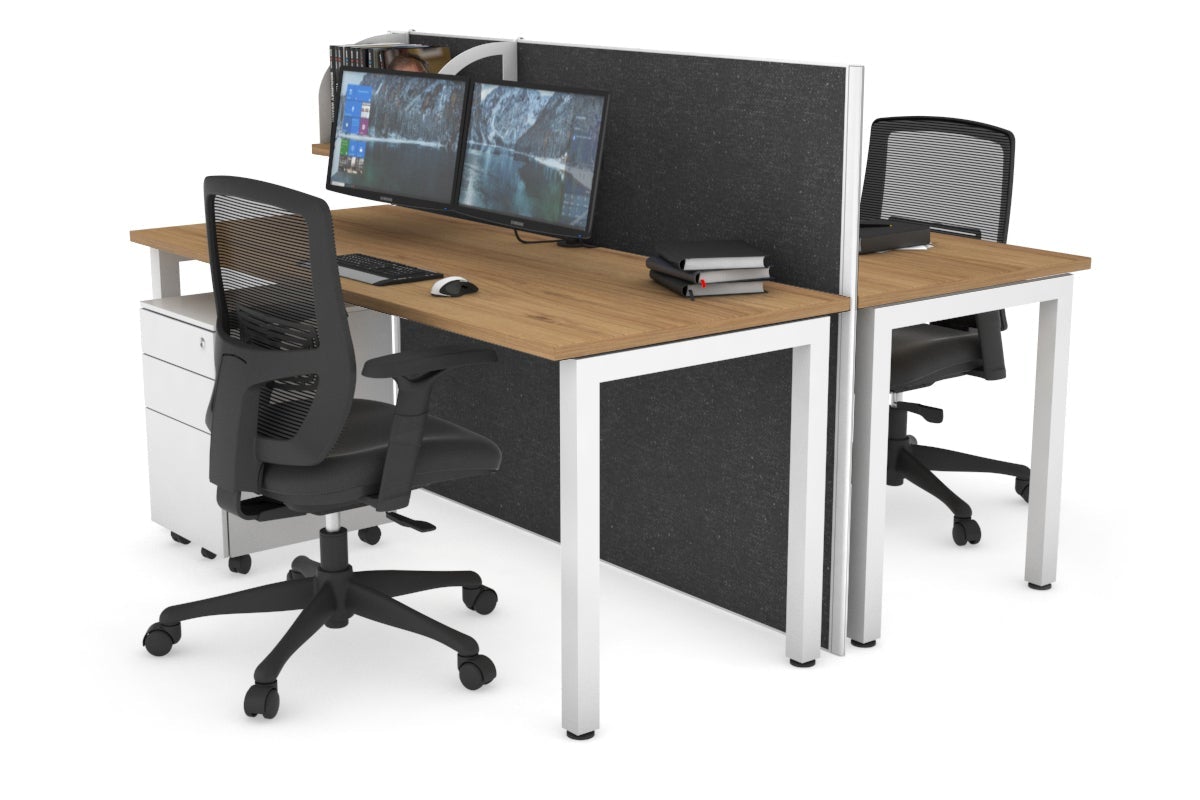 Horizon Quadro 2 Person Bench Square Leg Office Workstations [1200L x 700W] Jasonl white leg salvage oak moody charcoal (1200H x 1200W)