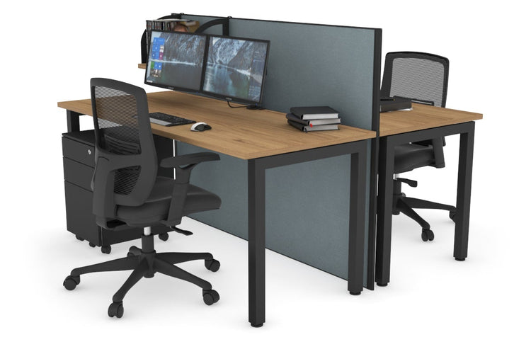 Horizon Quadro 2 Person Bench Square Leg Office Workstations [1200L x 700W] Jasonl black leg salvage oak cool grey (1200H x 1200W)