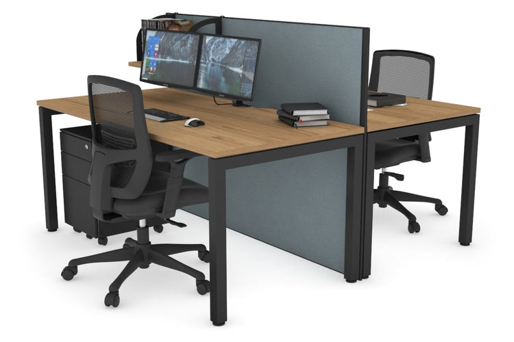 Horizon Quadro 2 Person Bench Square Leg Office Workstations [1200L x 800W with Cable Scallop] Jasonl black leg salvage oak cool grey (1200H x 1200W)