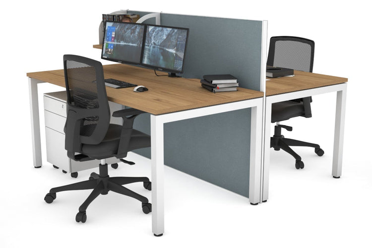 Horizon Quadro 2 Person Bench Square Leg Office Workstations [1200L x 800W with Cable Scallop] Jasonl white leg salvage oak cool grey (1200H x 1200W)