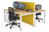 Horizon Quadro 2 Person Bench Square Legs Office Workstation [1400L x 800W with Cable Scallop] - Thumbnail 8 