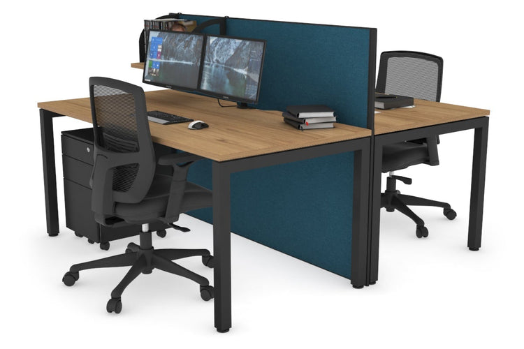 Horizon Quadro 2 Person Bench Square Leg Office Workstations [1600L x 800W with Cable Scallop] Jasonl black leg salvage oak deep blue (1200H x 1600W)