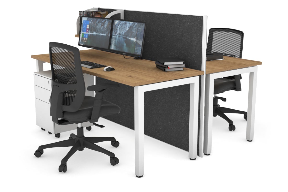 Horizon Quadro 2 Person Bench Square Leg Office Workstations [1800L x 700W] Jasonl white leg salvage oak moody charcoal (1200H x 1800W)