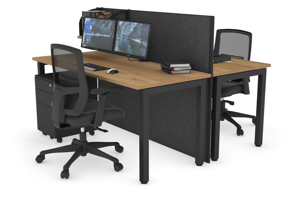 Horizon Quadro 2 Person Bench Square Legs Office Workstation [1800L x 700W]-black leg salvage oak moody charcoal (1200H x 1800W)