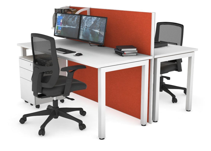 Horizon Quadro 2 Person Bench Square Leg Office Workstations [1800L x 700W] Jasonl white leg white orange squash (1200H x 1800W)