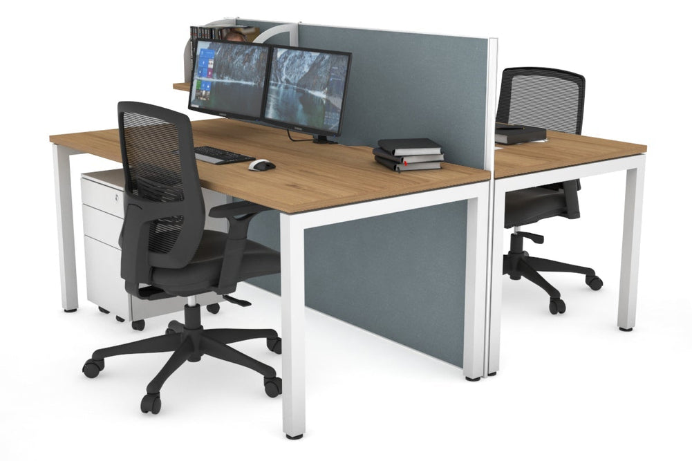Horizon Quadro 2 Person Bench Square Legs Office Workstation [1800L x 800W with Cable Scallop]-white leg salvage oak cool grey (1200H x 1800W)