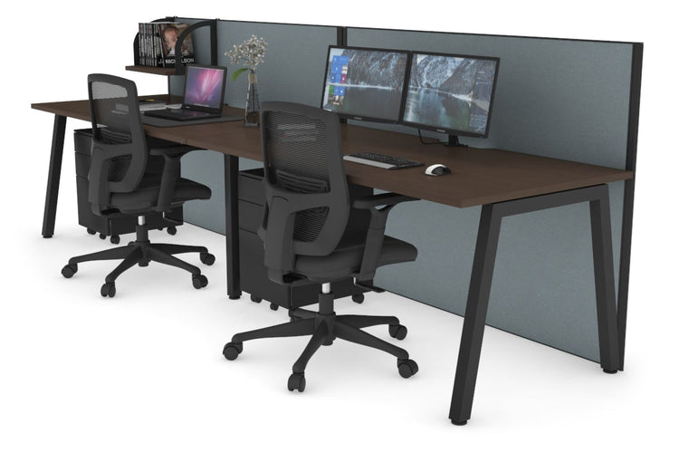 Horizon Quadro 2 Person Run A Leg Office Workstations [1200L x 800W with Cable Scallop] Jasonl black leg wenge cool grey (1200H x 2400W)